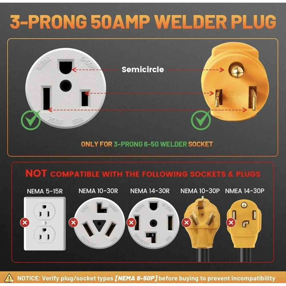 6-50P to 14-50R 240V 50 Amp EV Charger Adapter Cord, Welder Welding Dryer EV ...